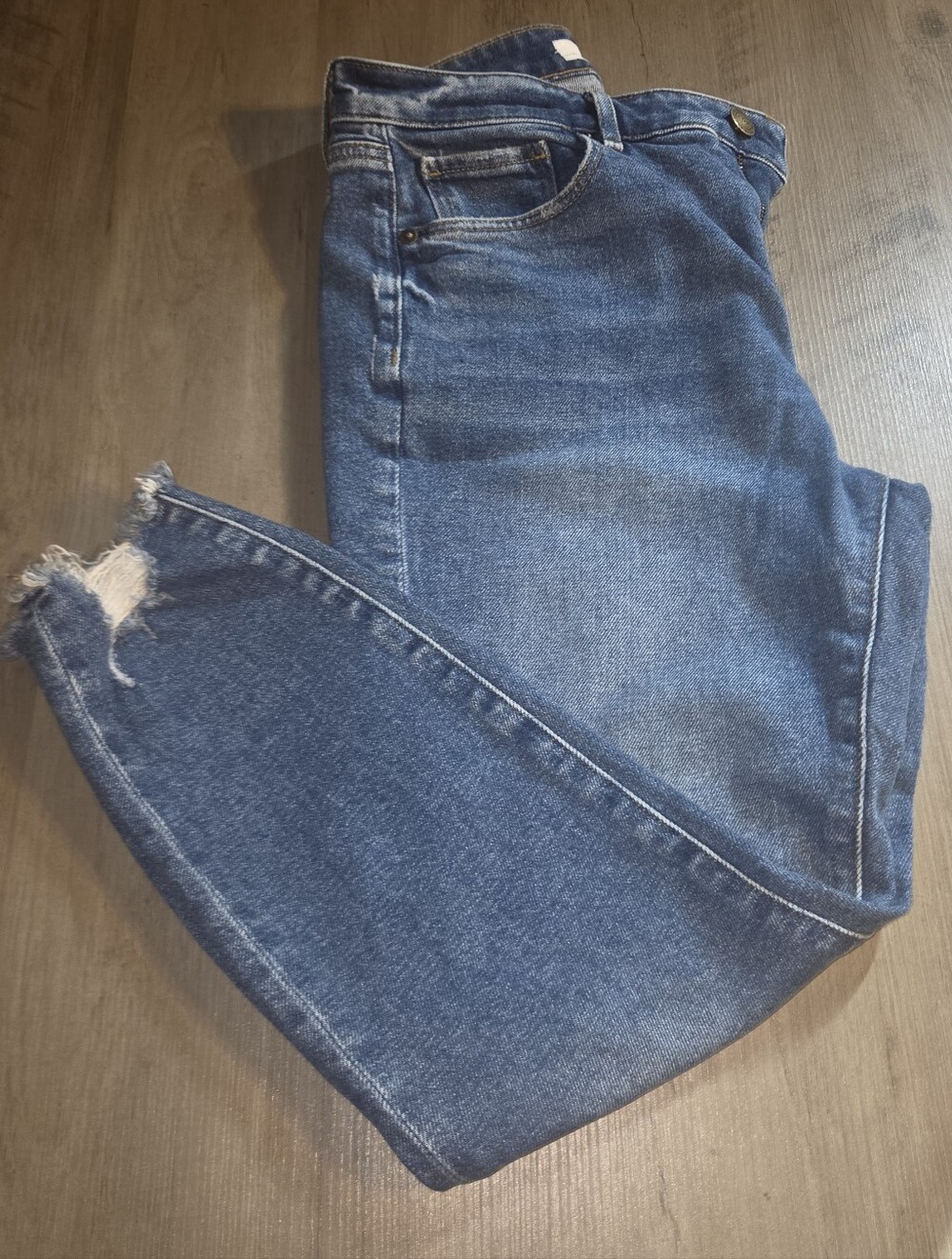 LOFT Curvy High Waist Skinny Ankle Jeans Medium Wash Raw Hem 29 / 8 Petite